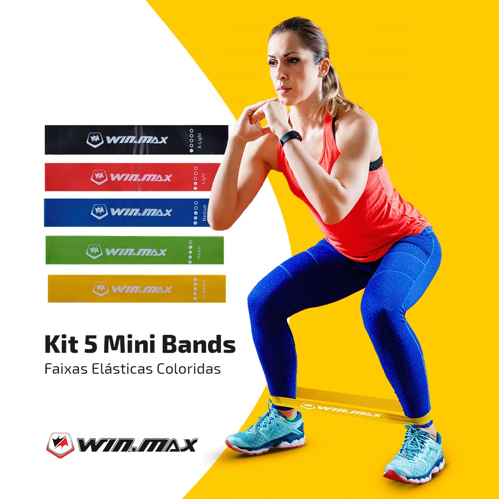 Kit 5 Mini Bands Faixas Elásticas Winmax Coloridas